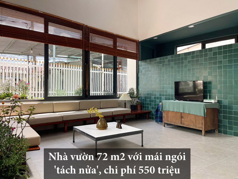 Nhà vườn 72 m2 với mái ngói ‘tách nửa’, chi phí 550 triệu