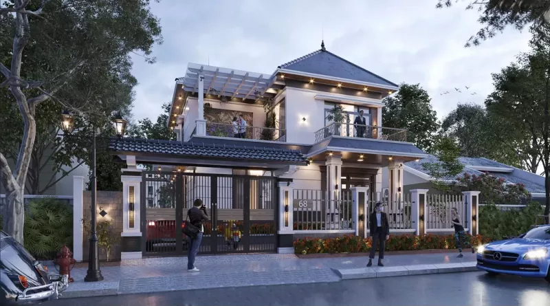 Nhà biệt thự nhỏ đẹp 100m2 hiện đại châu Âu